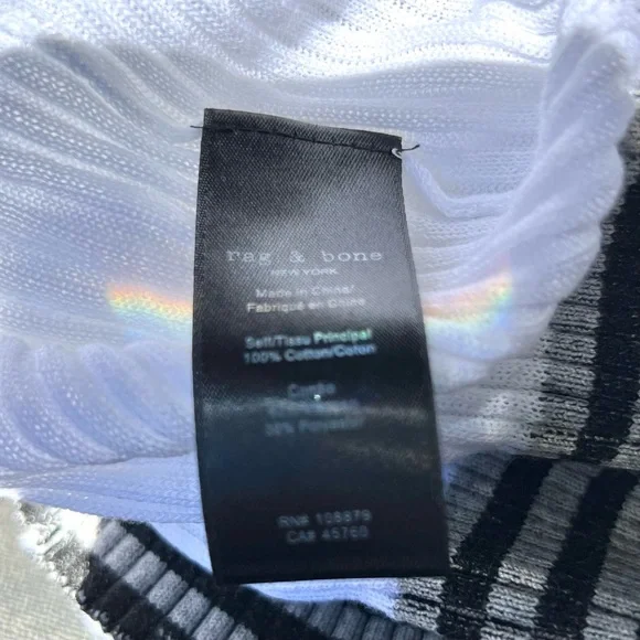 NWT $250 rag & boneArctic CheckRibbed Stretch in Chalk WhiteSize Small